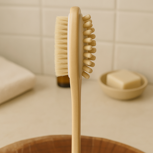 2-in-1 Exfoliating & Massage Dry Brush – Long Handle