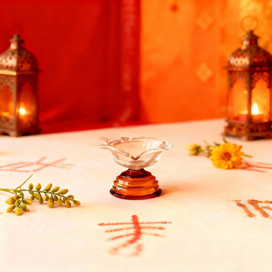 Amber Glow Short Glass Diya