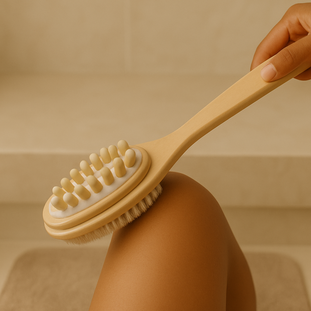 2-in-1 Exfoliating & Massage Dry Brush – Long Handle