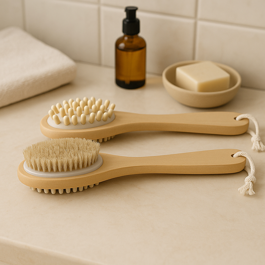 2-in-1 Exfoliating & Massage Dry Brush – Long Handle