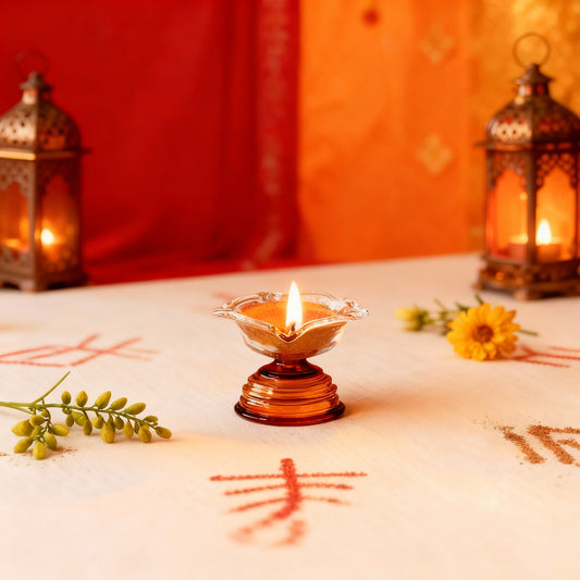 Amber Glow Short Glass Diya