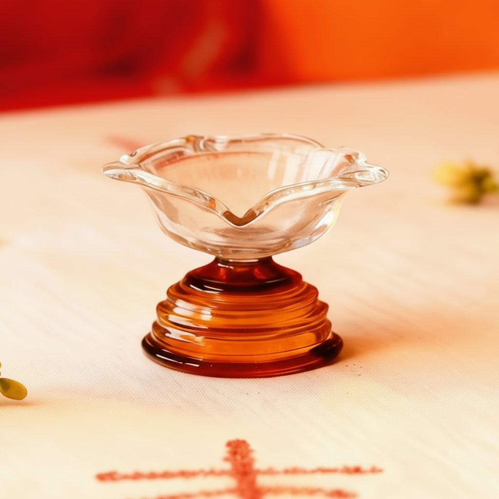 Amber Glow Short Glass Diya
